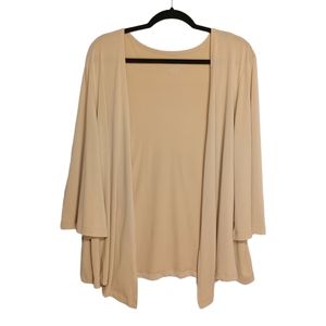 WHITE STAG Cream Light Tan Long Sleeve Stretchy Drape Open Shawl Large